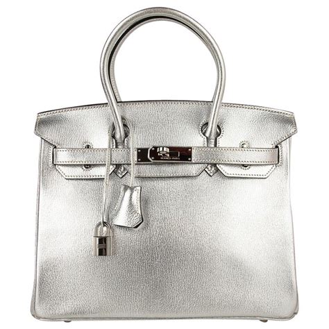 metall-chèvre-ledertasche von hermes birkin mit palladium-hardware|Hermes Birkin 30 Bag Silver Metallic Chevre Palladium Hardware .